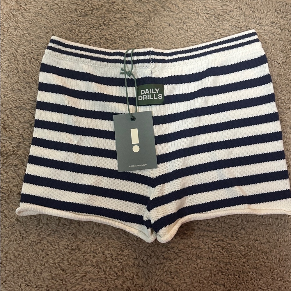 Daily Drills Navy and White Striped Athletic Shorts - Picture 2 of 4